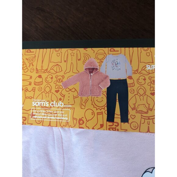 Members Mark Matching Set 3 piece Girls Top Pants Coat Jacket Woodland Owl Trees - Picture 4 of 12